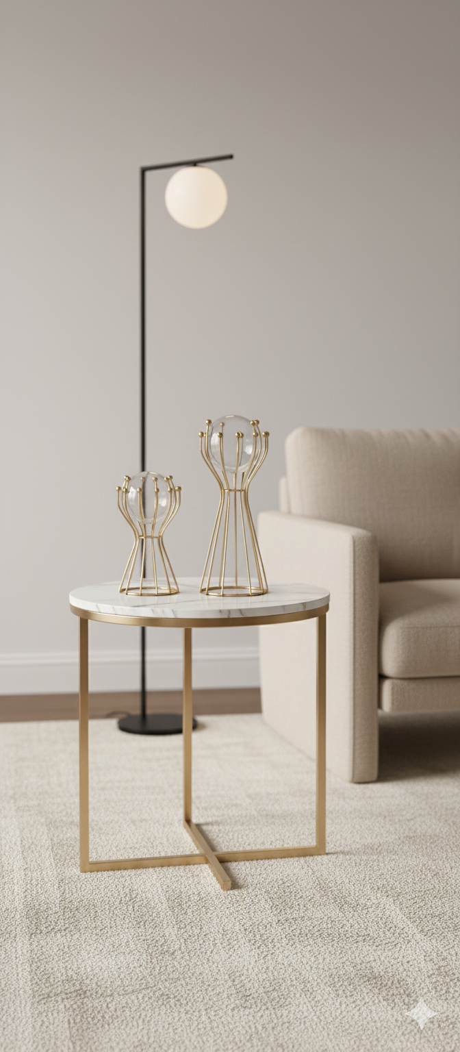 Crystal Ball Ornaments with Metal Stand