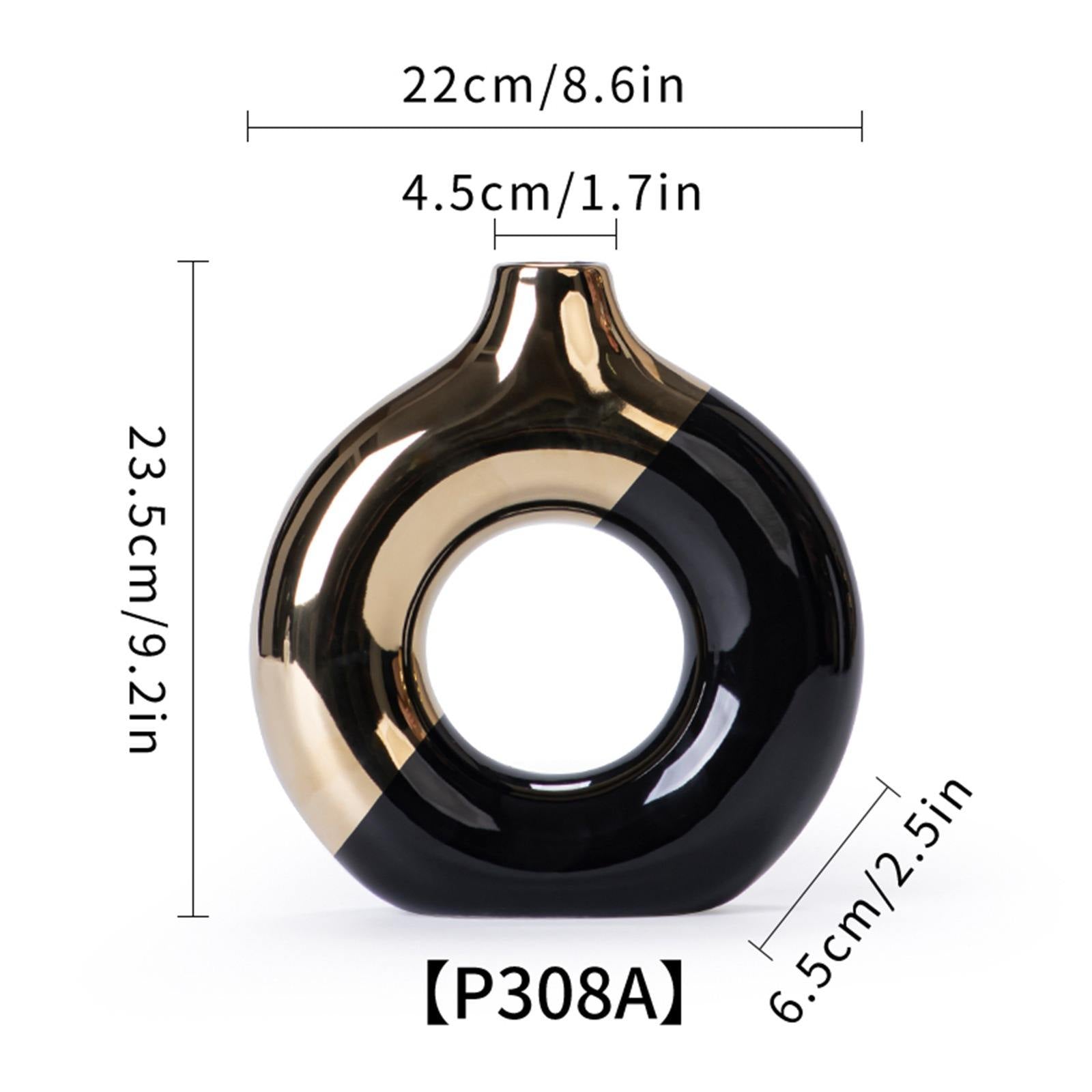 Donut Vase-White or Black with Gold