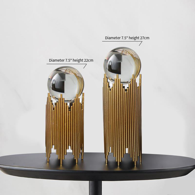 Crystal Ball Set with Gold Metal Stand (Set of 2)