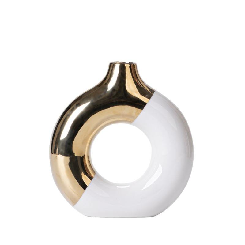 Donut Vase-White or Black with Gold