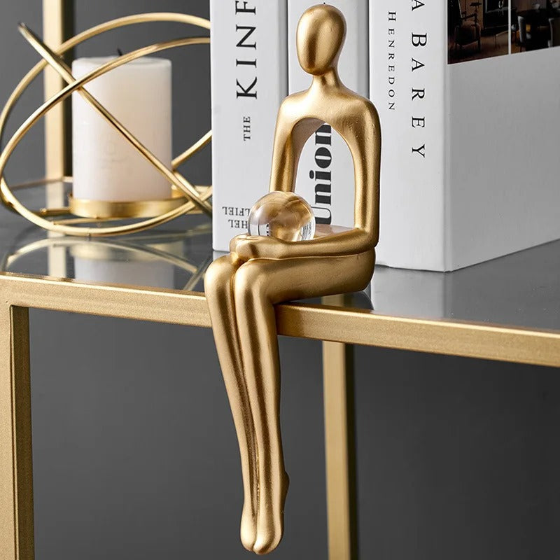 Gold Thinker Statue (Set of 3)