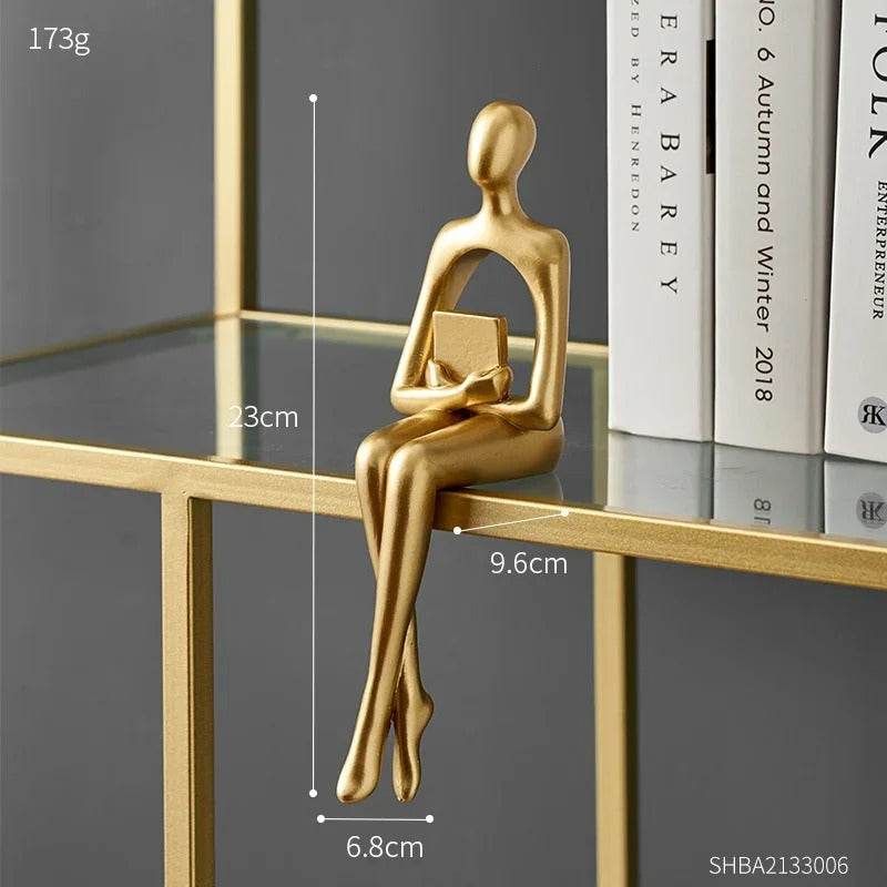 Gold Thinker Statue (Set of 3)