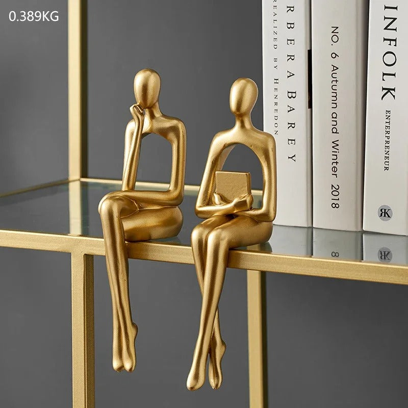 Gold Thinker Statue (Set of 3)